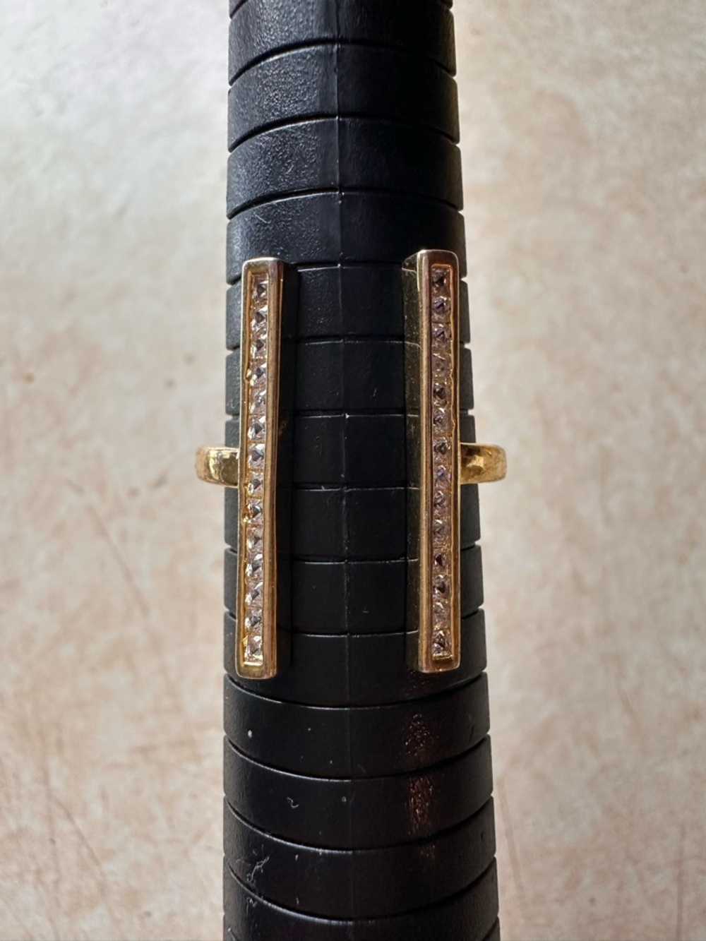 14 karat gold, electro plate Women’s Gold Bar Crystal Accent Women's Ring - Gold - Picture 7 of 10
